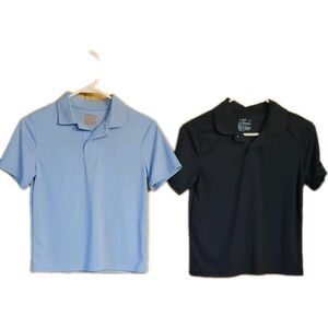 Cat & Jack Boys Polo Shirts 10/12 Set Short Sleeve Blue Black